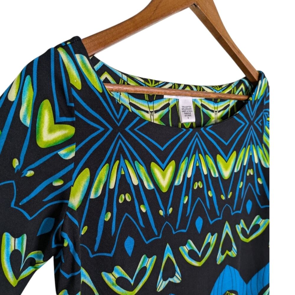 Diane von Furstenberg Tacita Decofly Tunic Dress 6 Mod Art Deco Geometric Green - Picture 5 of 8